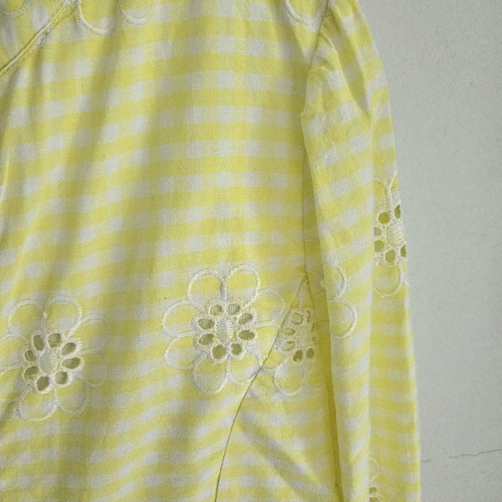Sail To Sable Yellow Eyelet Tiered Dress STS
